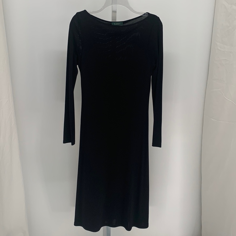 Ralph Lauren•Black, Semi-Sheer, Long Sleeve, Form-fitting Dress  SzSM